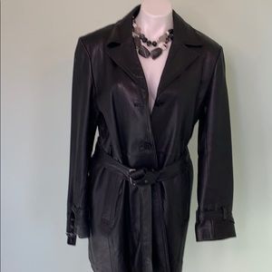 Adler Collection Knee Length Leather Jacket